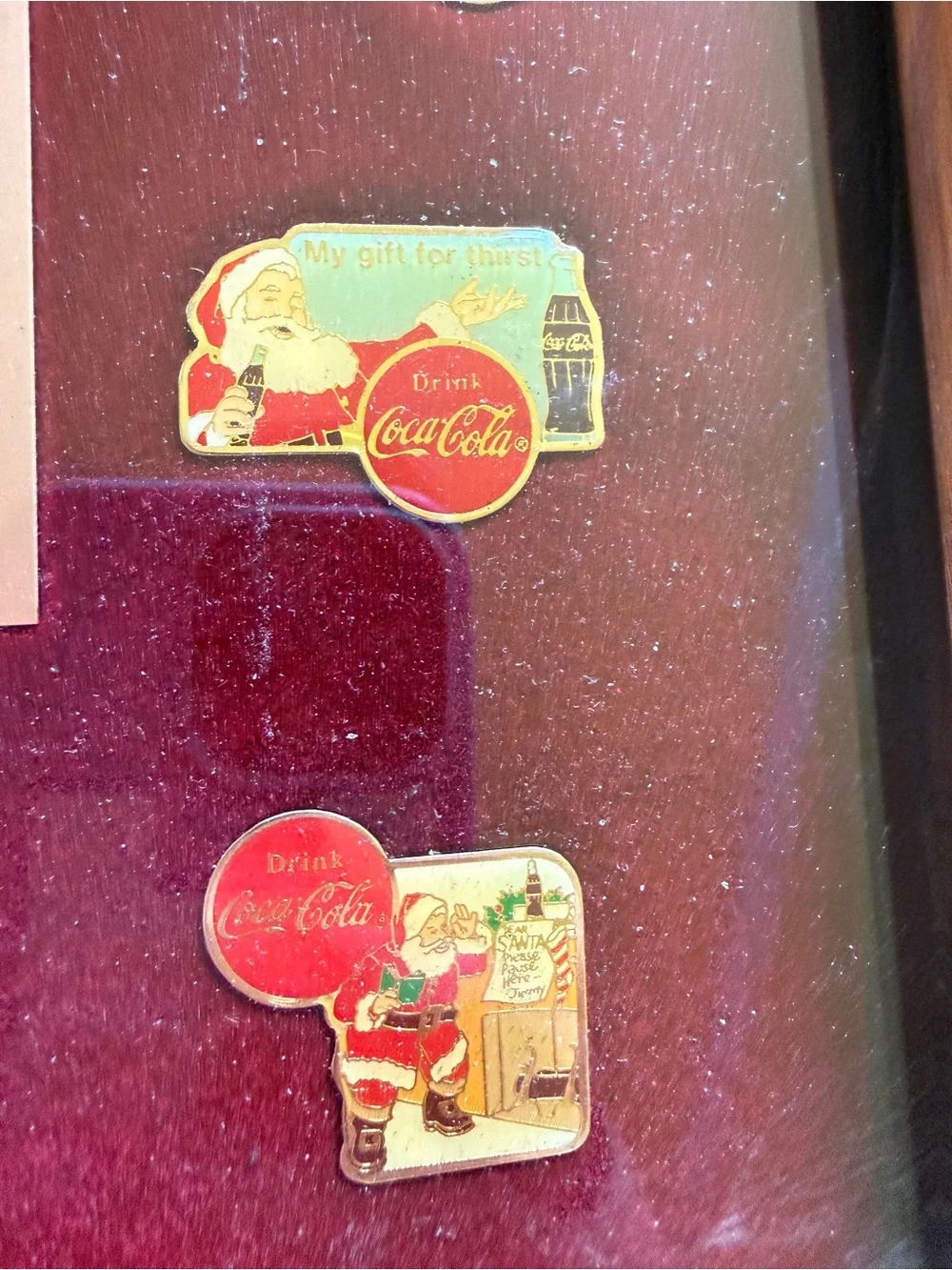 Coca-Cola Holiday Pin Tribute Display in Red and Gold